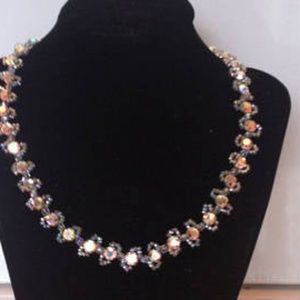 Unique Austrian Crystal  Necklace_Hand beaded/NEW